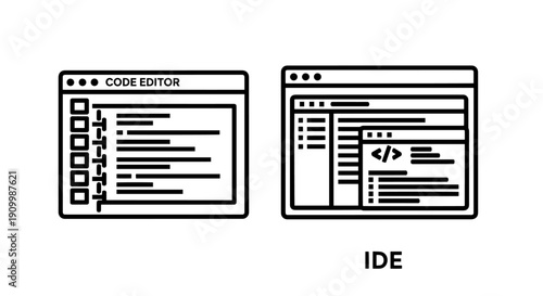Coding Icons: Code Editor and Integrated Development Environment (IDE)