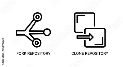 Fork and clone repository icons for version control, Git, and software development.