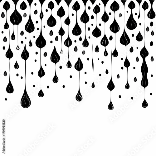 Vector ink drizzle background. Splatter sprinkle backdrop with drops and dots. Black and white artistic daub background.