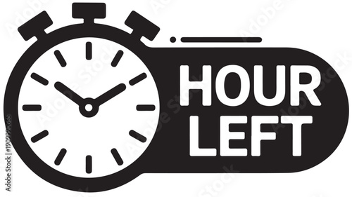 Last Hour Countdown Timer with Stopwatch and Bold Text - Hour Left