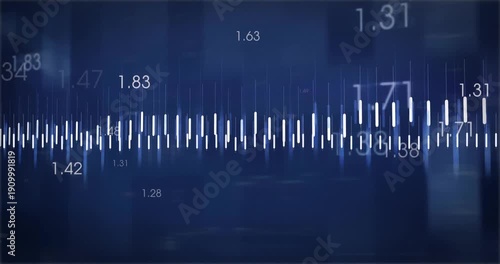 New feed starting centered visualization white bars pulsing and orange line rising to show metrics
