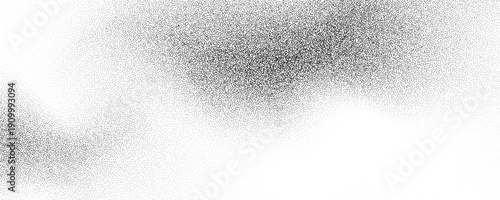 Black stippled sand wavy texture. Sandy dotted gradient wave background. Gritty backdrop with specks, particles, granules. Grunge grain noise speckle wallpaper for banner, poster, brochure. Vector