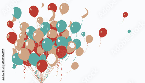 Colorful balloons bunch on white background.