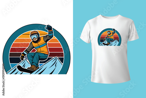 Yeti Snowboarder Vector Set, Bigfoot Winter Sports Character Illustration