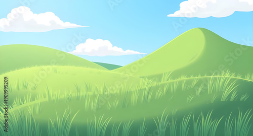 meadow, grassland, field, green, pasture, plain, nature, landscape, scenery, countryside, rural, outdoor, horizon, farmland, sky, bluesky, clouds, cloudscape, daylight, sunlight, sunny, bright, fresh,