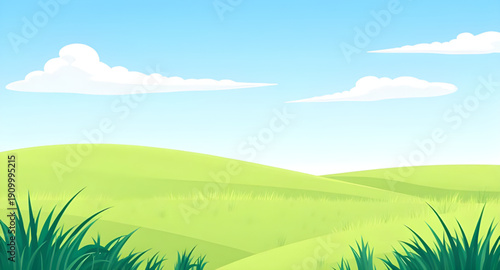 meadow, grassland, field, green, pasture, plain, nature, landscape, scenery, countryside, rural, outdoor, horizon, farmland, sky, bluesky, clouds, cloudscape, daylight, sunlight, sunny, bright, fresh,