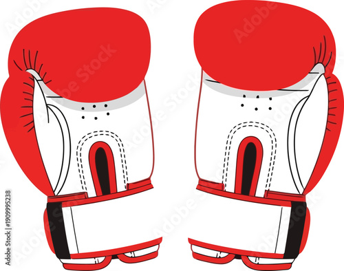 Iconic red boxing gloves ready for intense competition fight training and sport vector