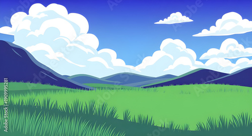 grassland, field, meadow, greenfield, pasture, lawn, nature, landscape, scenery, countryside, rural, outdoor, horizon, plains, farmland, sky, bluesky, clouds, cloudscape, daylight, sunlight, sunny, br