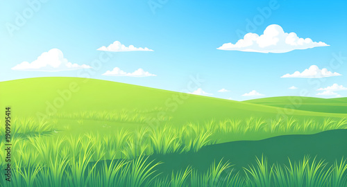 grassland, field, meadow, greenfield, pasture, lawn, nature, landscape, scenery, countryside, rural, outdoor, horizon, farmland, sky, bluesky, clouds, cloudscape, daylight, sunlight, sunny, bright, fr