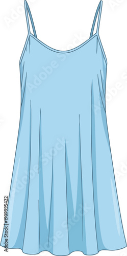 Light blue slip dress with delicate straps flowy summer beach vacation party outfit vector