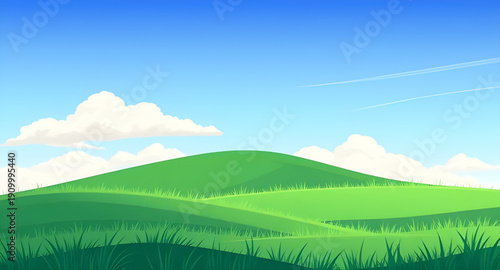 grassland, field, meadow, greenfield, pasture, lawn, nature, landscape, scenery, countryside, rural, outdoor, horizon, farmland, sky, bluesky, clouds, cloudscape, daylight, sunlight, sunny, bright, fr