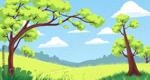 meadow, grass, green, field, pasture, plain, nature, landscape, scenery, countryside, rural, outdoor, horizon, farmland, sky, blue, clouds, cloudscape, daylight, sunshine, sunny, bright, fresh, calm, 