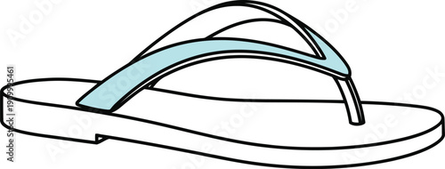 Summer beach footwear flip flop sandal casual thong open toe footwear simple line art vector