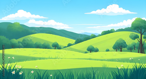 field, grass, greenfield, meadow, pasture, plain, nature, landscape, scenery, countryside, rural, outdoor, horizon, farmland, sky, blue, clouds, cloudscape, daylight, sunshine, sunny, bright, fresh, c