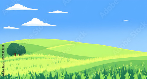 meadow, grassland, field, green, pasture, lawn, nature, landscape, scenery, countryside, rural, outdoor, horizon, farmland, sky, bluesky, clouds, cloudscape, daylight, sunlight, sunny, bright, fresh, 