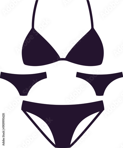 Versatile navy blue bikini set with interchangeable bottoms for summer beach holidays vacation swimwear style vector