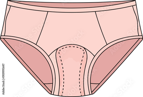 Simple pink high waisted women's brief underwear fashion sketch isolated on white vector vector