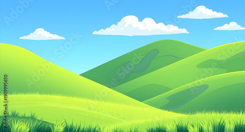 cartoon, greenland, grassland, meadow, field, pasture, lawn, countryside, rural, outdoor, scenery, horizon, farmland, nature, springtime, summertime, daylight, sunny, bright, cheerful, happy, playful,