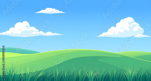 cartoon, greenland, grassland, meadow, field, pasture, lawn, countryside, rural, outdoor, scenery, horizon, farmland, nature, springtime, summertime, daylight, sunny, bright, cheerful, happy, playful,