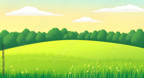 cartoon, greenland, grassland, meadow, field, pasture, lawn, countryside, rural, outdoor, scenery, horizon, farmland, nature, springtime, summertime, daylight, sunny, bright, cheerful, happy, playful,