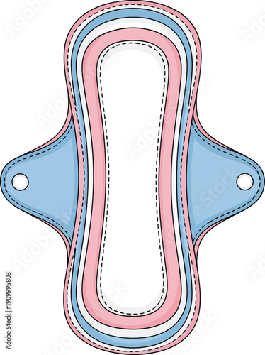 Reusable menstrual pad layered absorbent sanitary hygiene protection feminine care comfort vector