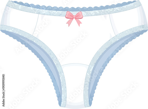 Delicate lace trimmed panty with pink bow detail feminine lingerie design vector
