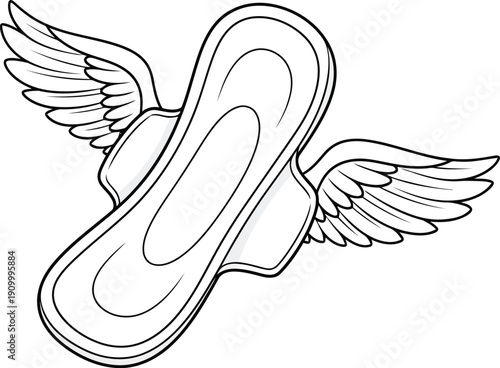 Sanitary pad with wings symbolizing freedom and comfort for women's hygiene and health vector