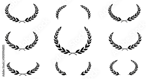 laurel, wreath, award, silhouette, victory, honor, success, achievement, champion, winner, prize, medal, excellence, prestige, glory, triumph, emblem, symbol, badge, crest, decorative, ceremonial, rec