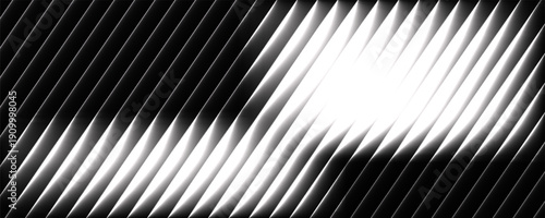 Reeded glass with black and white gradient. Ribbed glass background with refraction effect. Abstract vector background