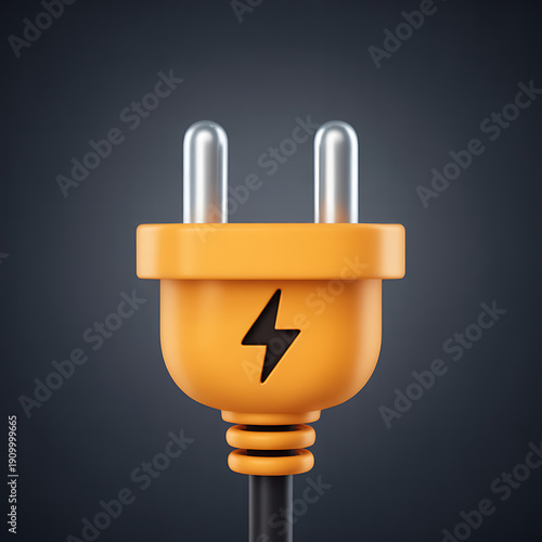 Electric plug with lightning bolt symbol on dark background