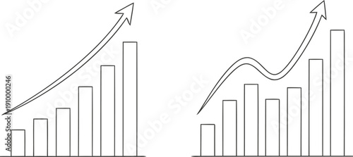 Growth chart and line graph with upward trend illustration for business finance and analytics data presentation vector