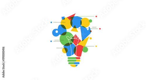 Colorful Light Bulb Idea Concept.