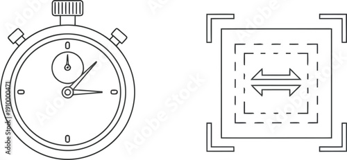 Stopwatch and isometric grid icon symbol representing time management and precision vector