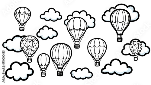 Black and White Hot Air Balloons.