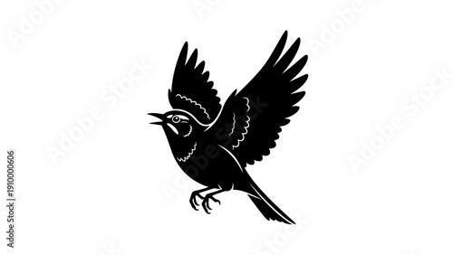 Black Bird in Flight Silhouette.