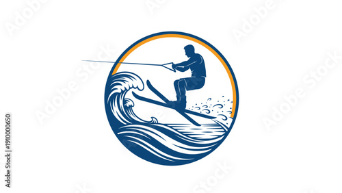 Surfer Riding Wave Graphic Illustration.