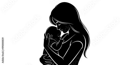 Woman Holding Newborn Baby Love.