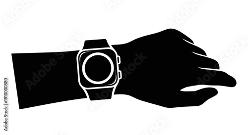 Hand Wearing Modern Smart Watch.
