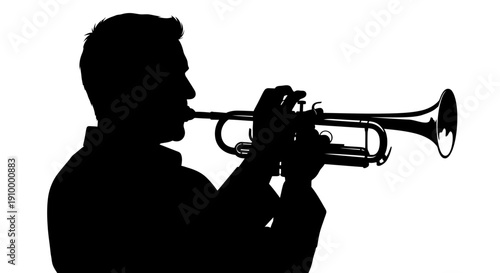 Man Playing Trumpet Silhouette Profile.