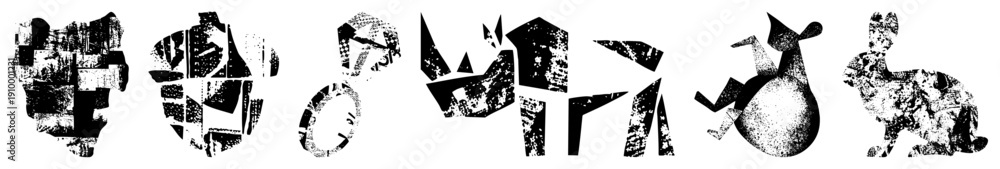 Fototapeta premium Stylized animal composed of collage like textures, graphic design elements, vector art, fragmented, artistic silhouettes.