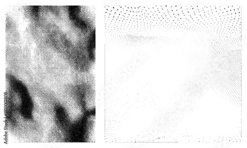 Black and white halftone dot gradient, stippling texture, vector graphic, isolated, artistic background, digital art effect.