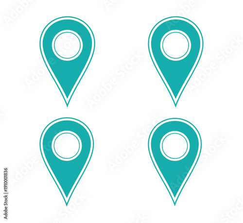 Four teal map pin icons on white background Free Download Four teal map pin icons on white background - GFXLoad
