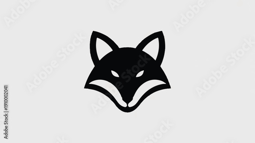 Black fox head icon on a light gray background animal