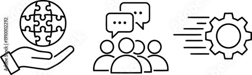 Teamwork collaboration strategy problem solving innovation solutions business growth partnership vector