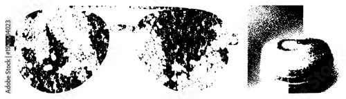 Stylized halftone forming circular and rounded shapes, vector graphic, design, isolated elements, digital art, graphic texture.