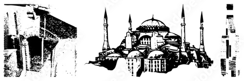 Historic Islamic architectural landmark, domed mosque with minarets, religious structure, sacred site, Islamic heritage, cultural monument.