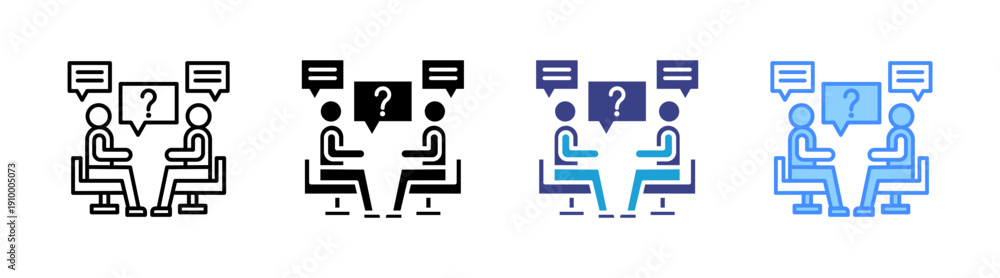 Fototapeta premium Interview icon set multiple style collection
