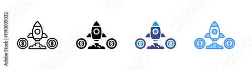 Startup Business icon set multiple style collection