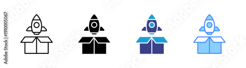 Product Launch icon set multiple style collection