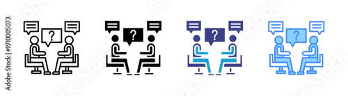 Interview icon set multiple style collection